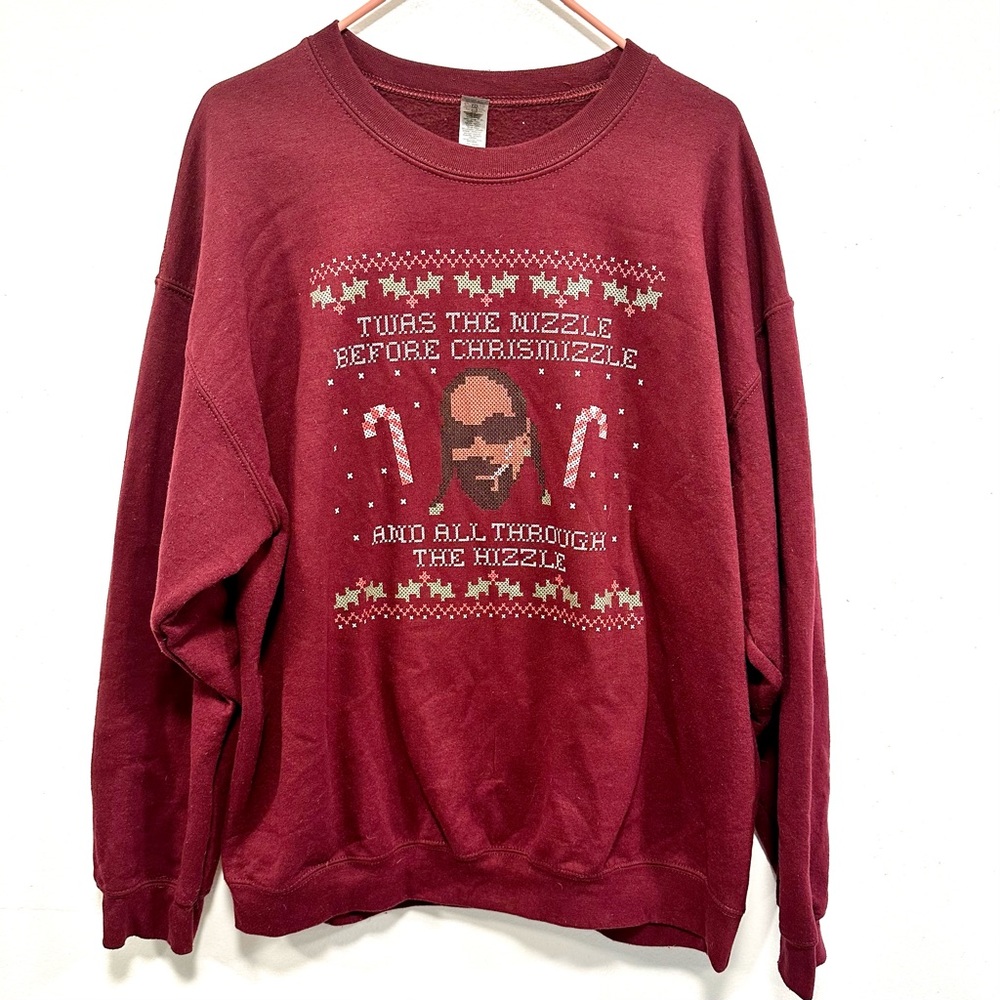 Ugly Christmas sweater! Maroon Snoop Dogg Christmas sweater, size extra large!